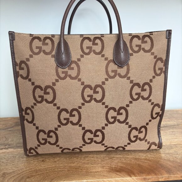 Gucci Jumbo GG Canvas Convertable Tote with Web Stripe Shoulder Strap - Picture 2 of 9